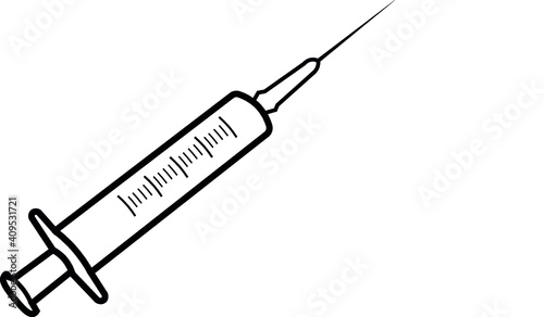 Syringe with injection needle vector