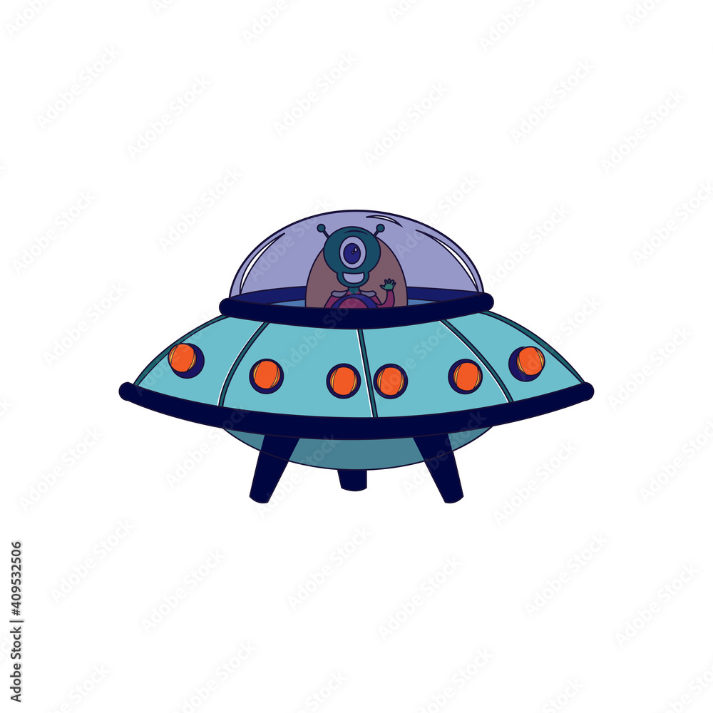 Isolated UFO cartoon. Alien transport - Vector ilustration Isolated UFO cartoon. Alien transport - Vector ilustration