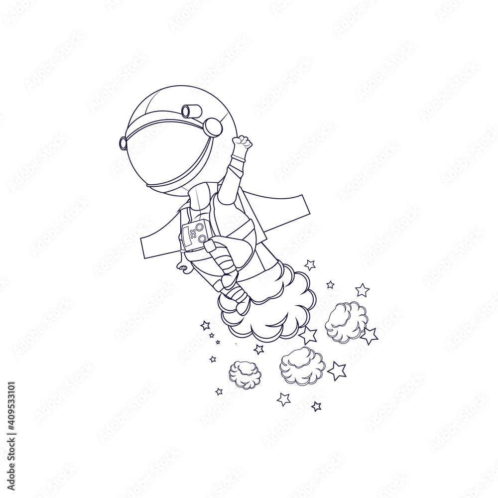 Isolated cartoon of an astronaut flying - Vectort Isolated cartoon of an astronaut flying - Vectort