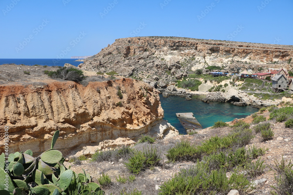 Fototapeta premium Anchor Bay Mediterranean Sea, Malta