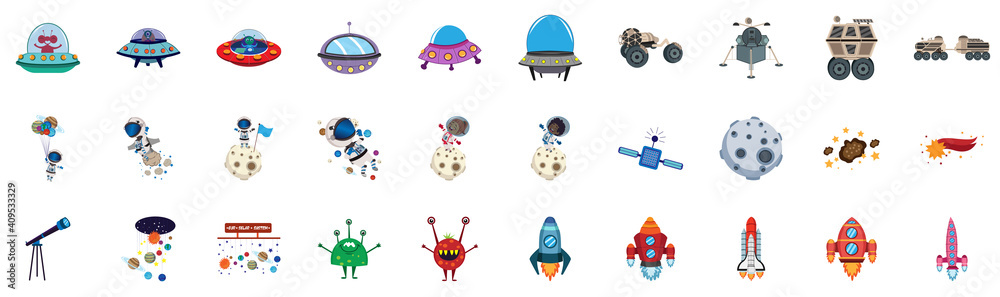 Set of space objects icons - Vector illustration Set of space objects icons - Vector illustration