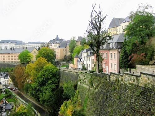 View of Luxembourg City during a cloudy, foggy day © PaulSat