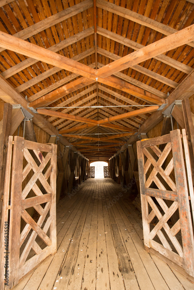 Inside the Comstock Covered Bridge in Colchester, Connecticut. Inside the Comstock Covered Bridge in Colchester, Connecticut.