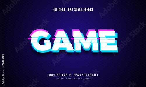 Modern editable text style glitch effect. Editable font style. Vector Illustration