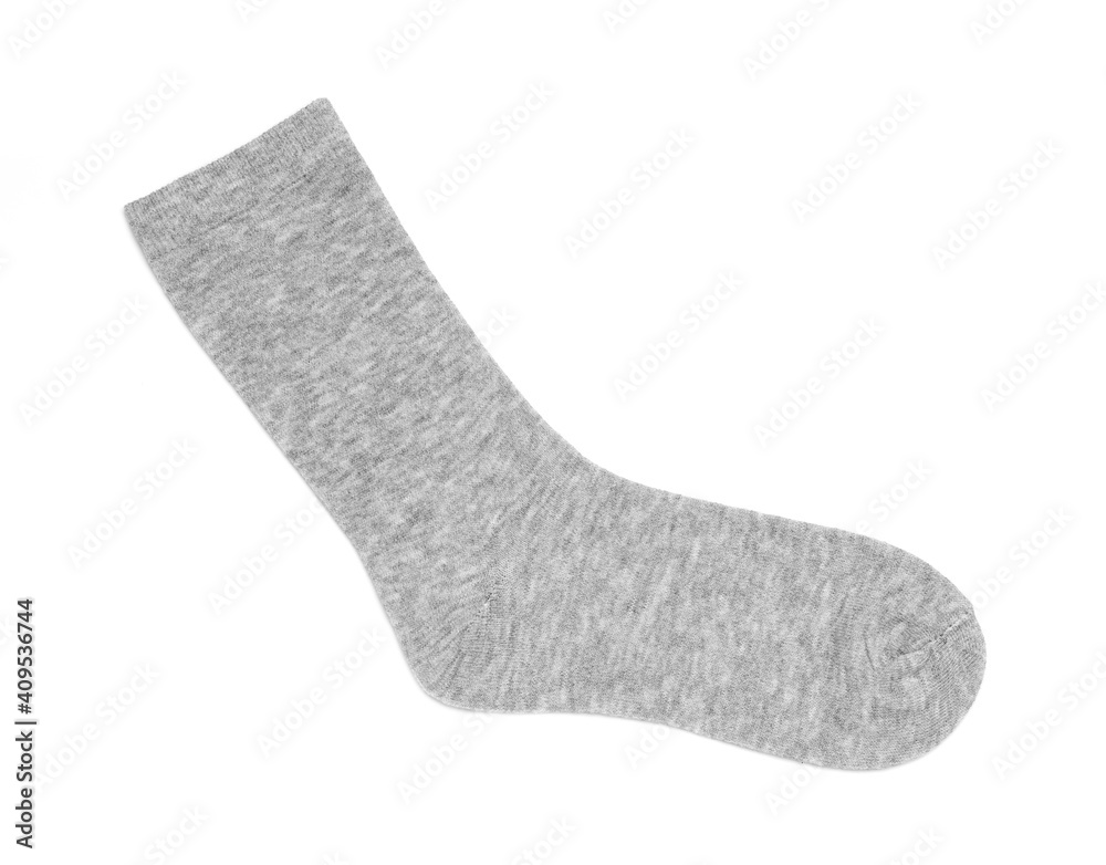 Gray color tall socks isolated on white background.. Gray color tall socks isolated on white background..
