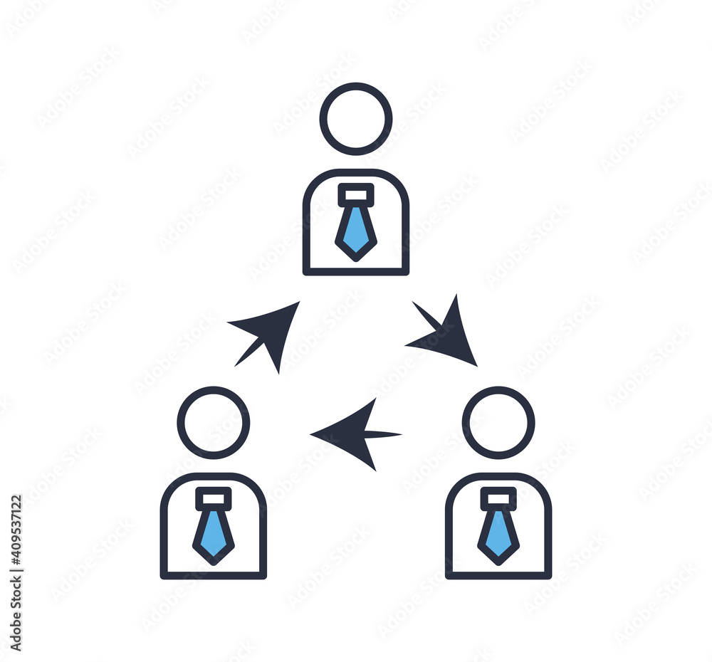 Employee replacement icon. Exchange, arrows icon. Replacement, worker, arrow, business icon. Experience exchange icon. Flat style vector illustration.