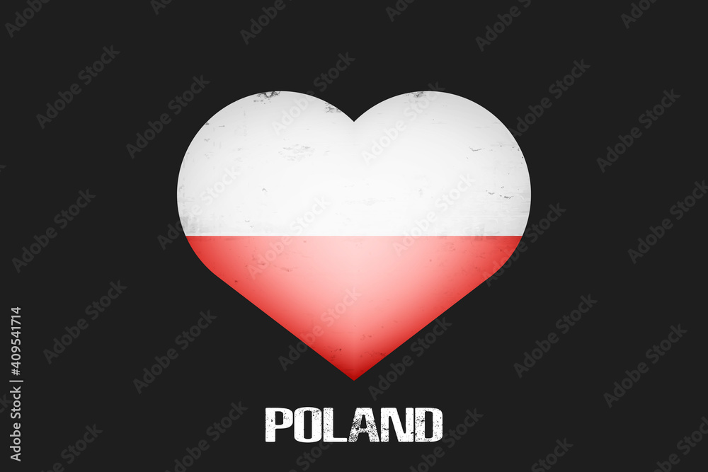 Heart with polish national flag colors. Flag of Poland in the form of a heart made on an isolated background. Design pattern for greeting card on an Valentines day. Vector illustration Heart with polish national flag colors. Flag of Poland in the form of a heart made on an isolated background. Design pattern for greeting card on an Valentines day. Vector illustration
