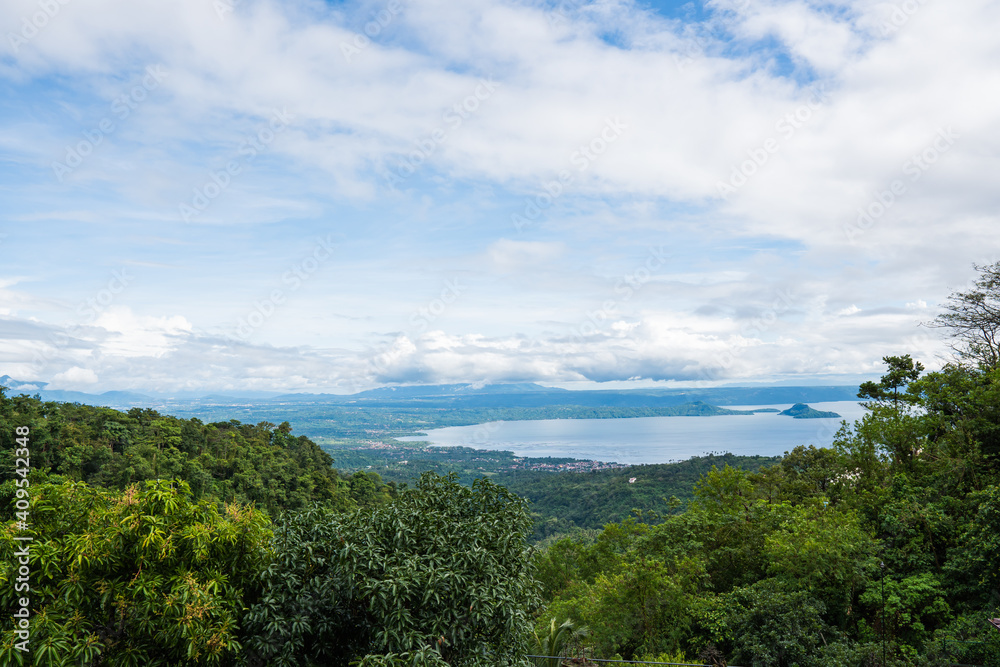 the view of Taal Lake with cloudy skies the view of Taal Lake with cloudy skies