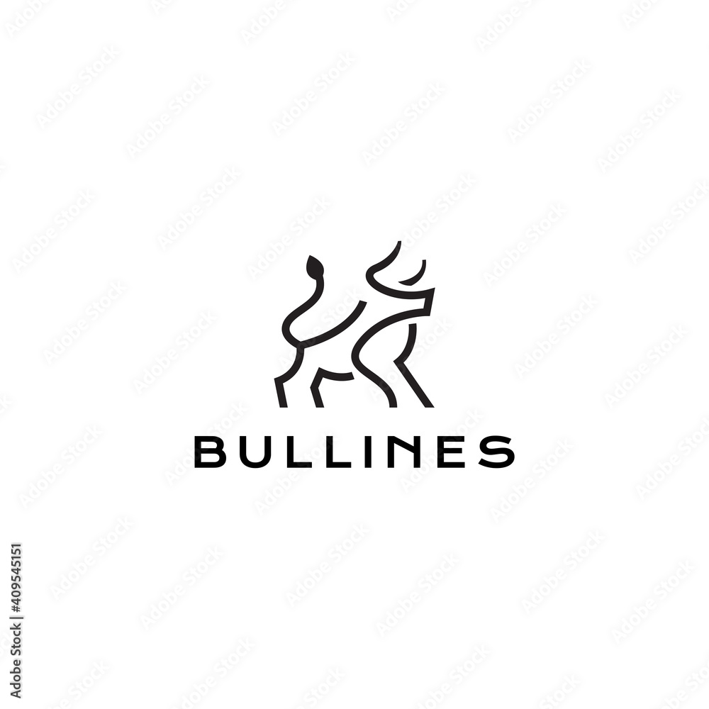 Bull simple Monoline logo design Bull simple Monoline logo design
