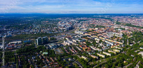 Aerial view of the city Munich in Germany, Bavaria on a sunny spring morning.  © GDMpro S.R.O.