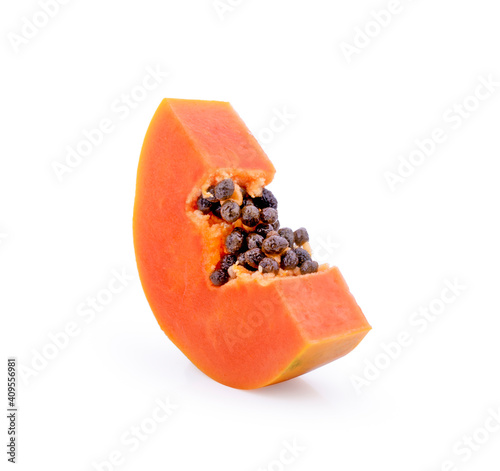 Slice ripe papaya isolated on the white background.