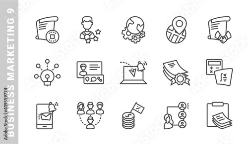 business marketing 9, elements of business marketing icon set. Outline Style. each icon made in 64x64 pixel