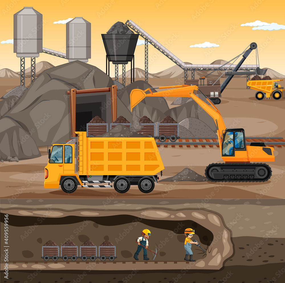 Fototapeta premium Underground landscape of coal mining