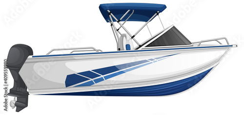 Speed boat or power boat isolated on white background