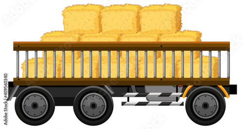Hay on a cart isolated on white background