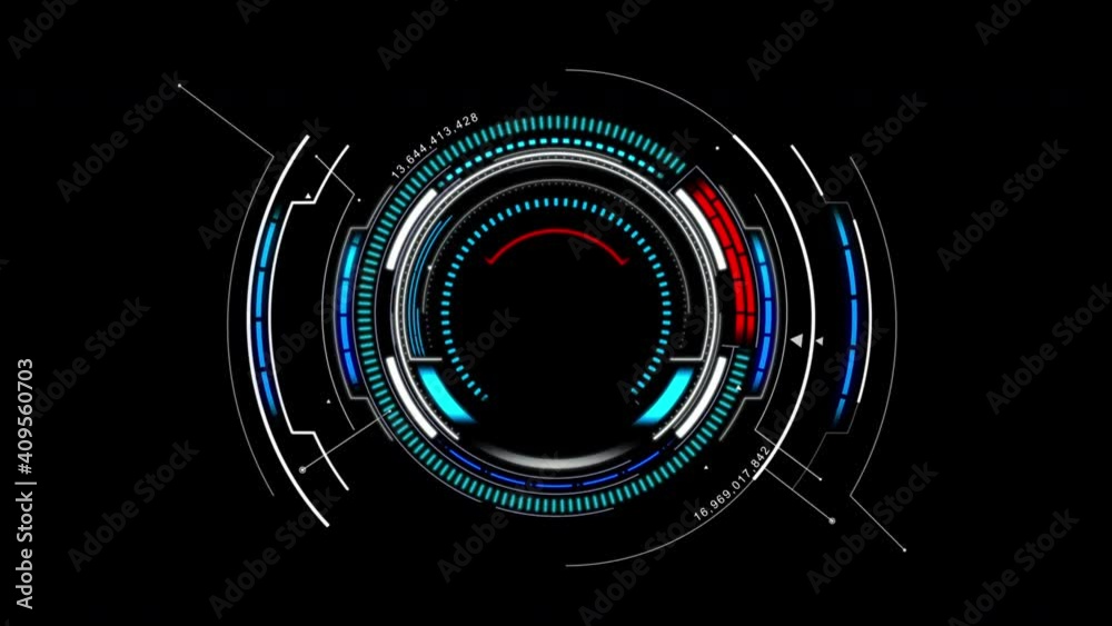 Circle HUD head-up display interface for technology cyber and futuristic concept on the dark background, with dark and grain concept