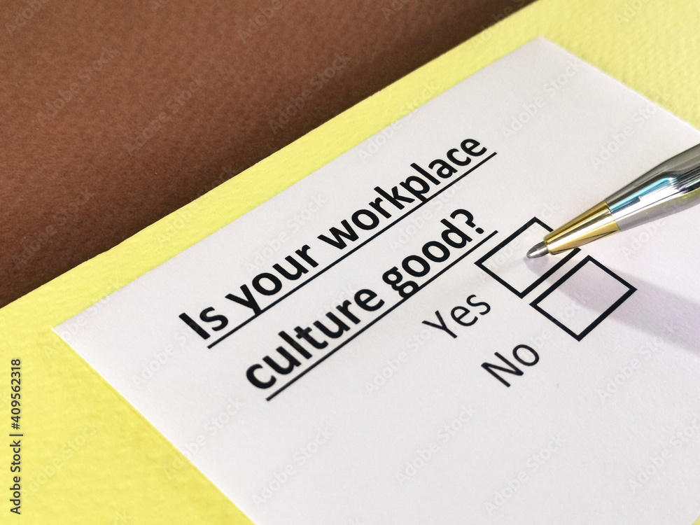 One person is answering question about workplace culture. One person is answering question about workplace culture.