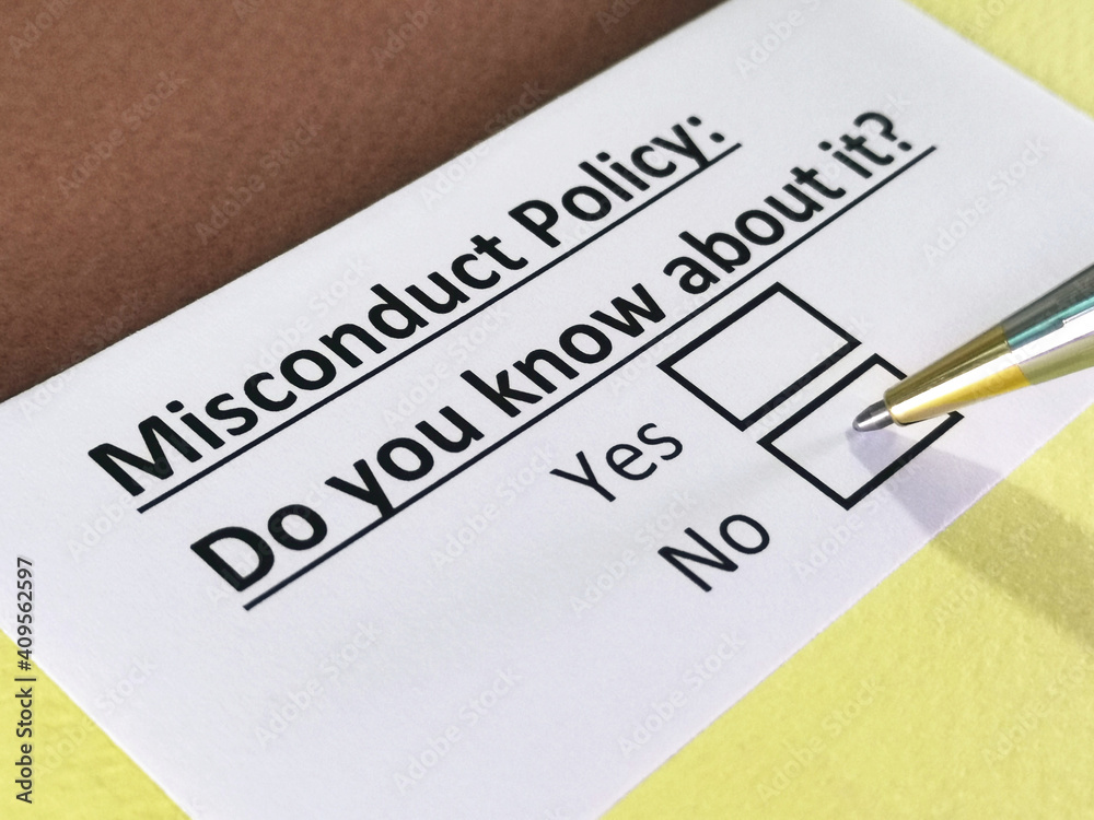 One person is answering question about misconduct policy. One person is answering question about misconduct policy.
