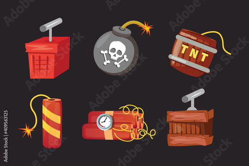 Tnt and dynamite icon set
