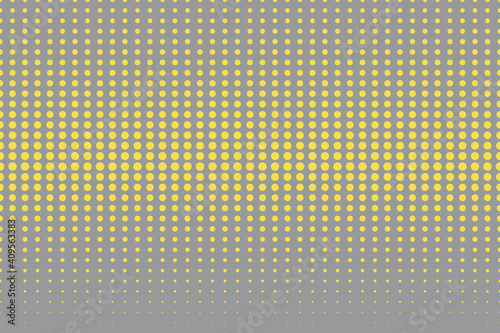 Halftone poster in yellow and gray colors. Modern abstract monochrome background with dots. Colors of the year