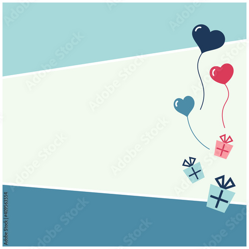 ハートの風船とプレゼントのイラストが入ったホワイトデーの背景