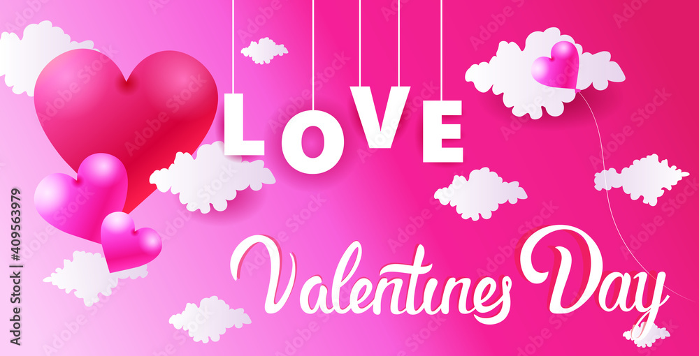 valentines day celebration love banner flyer or greeting card horizontal vector illustration
