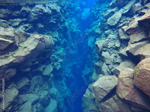 Canvas Print Underwater Silfra Tectonic Plates, Iceland