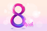 womens day 8 march holiday celebration banner flyer or greeting card with number eight horizontal vector illustration