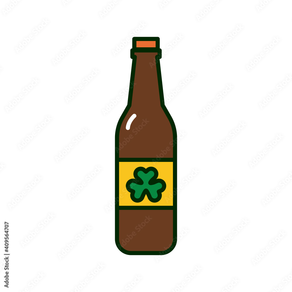 clover leaf in beer bottle st patricks day flat icon clover leaf in beer bottle st patricks day flat icon