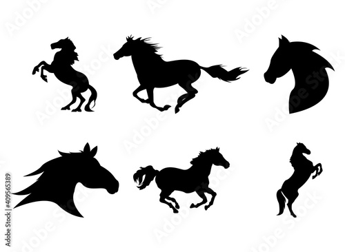 icon, logo, horse silhouette simple design set vector eps 10