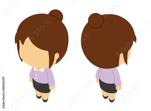 女性のアイソメトリックイラスト