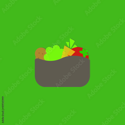 healthy fruits and vegetables food basket, be healthy and stay safe concept, logo design for grocery stores and delivery companes 