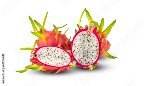 Dragon fruit generic vegetable plant isolated on white, clipping path