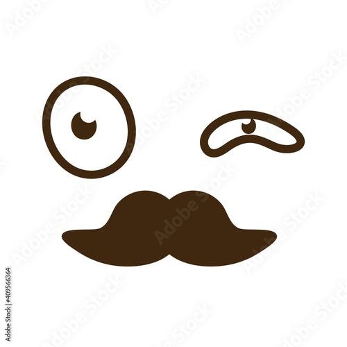 cartoon face with macho mustache emoticon icon