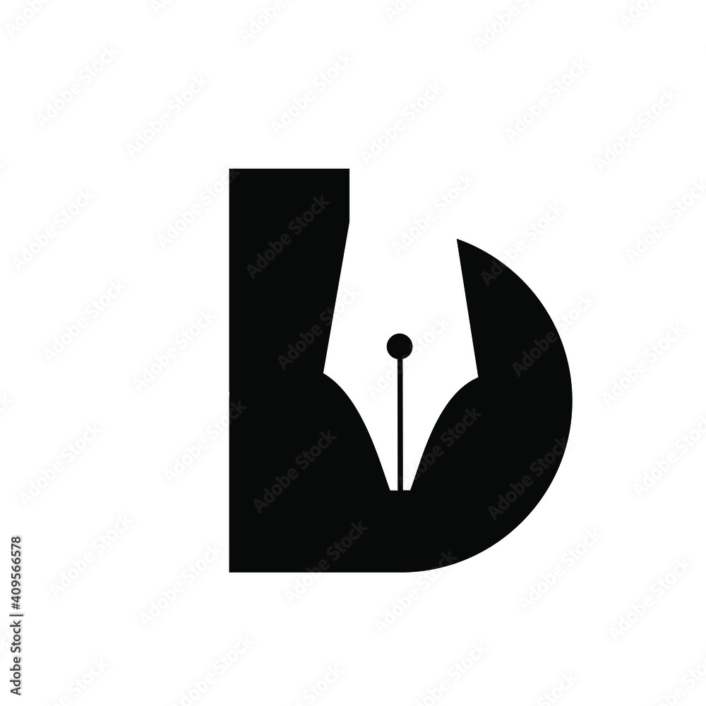 initial letter B pen nib black vector logo illustration design isolated background initial letter B pen nib black vector logo illustration design isolated background