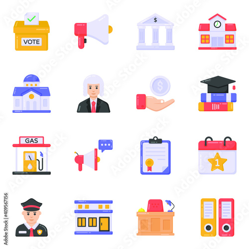 
Pack of Justice and Promotion Flat Icons 
