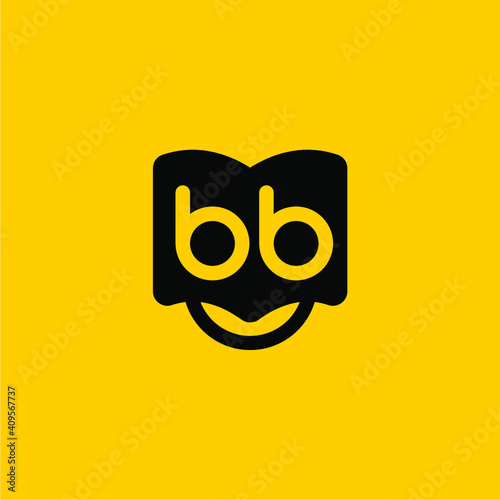 letter bb smile book logo design