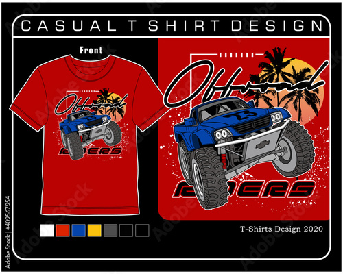 car rally of mud racing, vector car typography illustration graphic design for print 