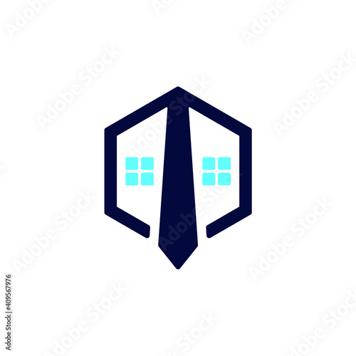 hexagonal tie house logo design