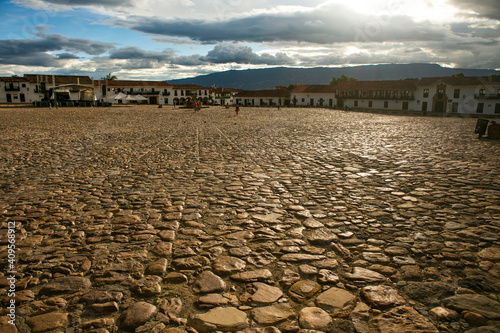 The Main Square of Villa De Leiva Town in Colombia