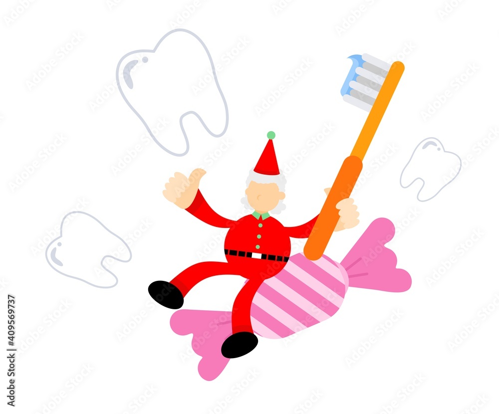 christmas santa claus merry and dental care stop eat candy cartoon doodle flat design style vector illustration christmas santa claus merry and dental care stop eat candy cartoon doodle flat design style vector illustration