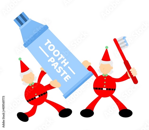 christmas santa claus merry  and dental care cartoon doodle flat design style vector illustration
