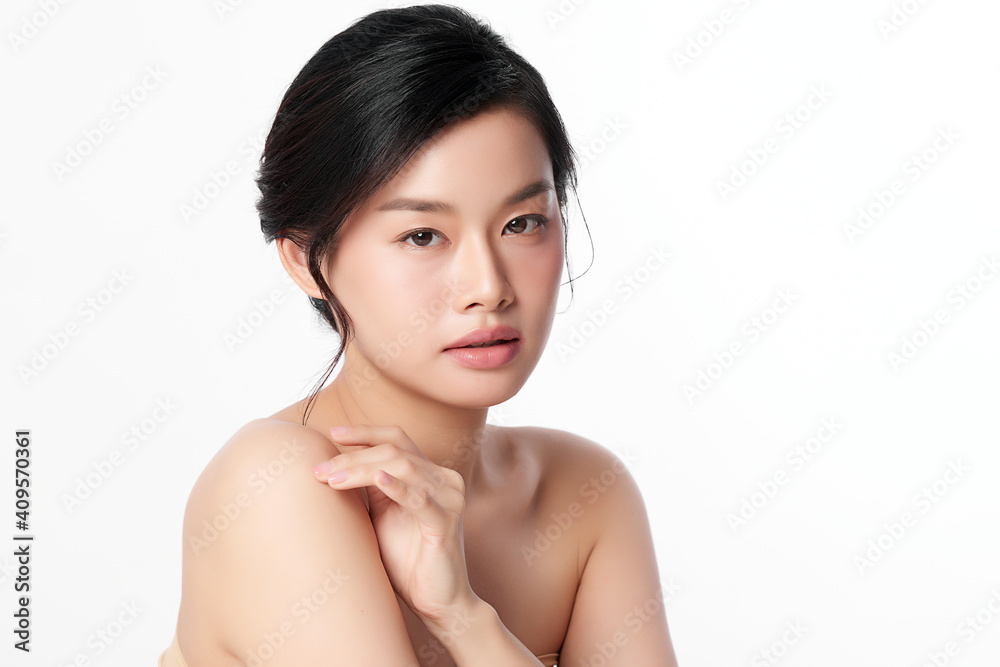 Beautiful young asian woman with clean fresh skin on white background, Face care, Facial treatment, Cosmetology, beauty and spa, Asian women portrait Beautiful young asian woman with clean fresh skin on white background, Face care, Facial treatment, Cosmetology, beauty and spa, Asian women portrait