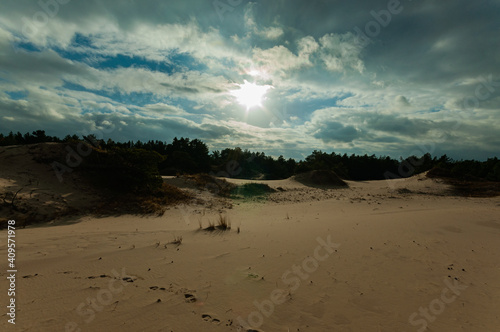 hills of sand dunes in the summer by day in the Slowinski National Park