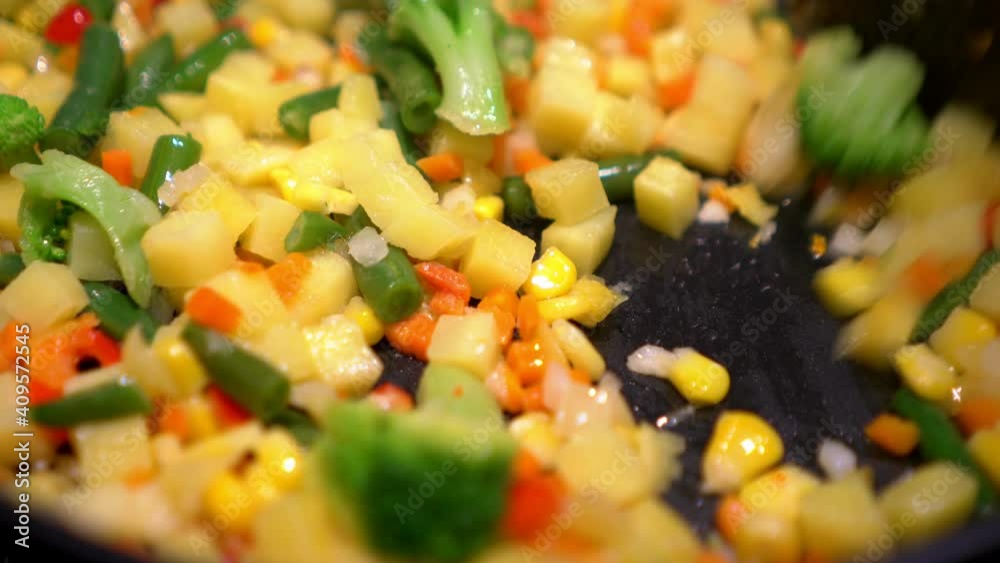 the vegetable mixture is fried in a pan. steamed vegetables are good for your health the vegetable mixture is fried in a pan. steamed vegetables are good for your health