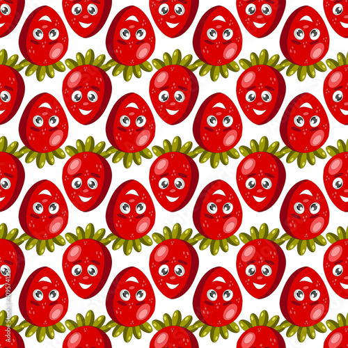 Strawberries. Seamless Pattern With Berries. Red strawberry,