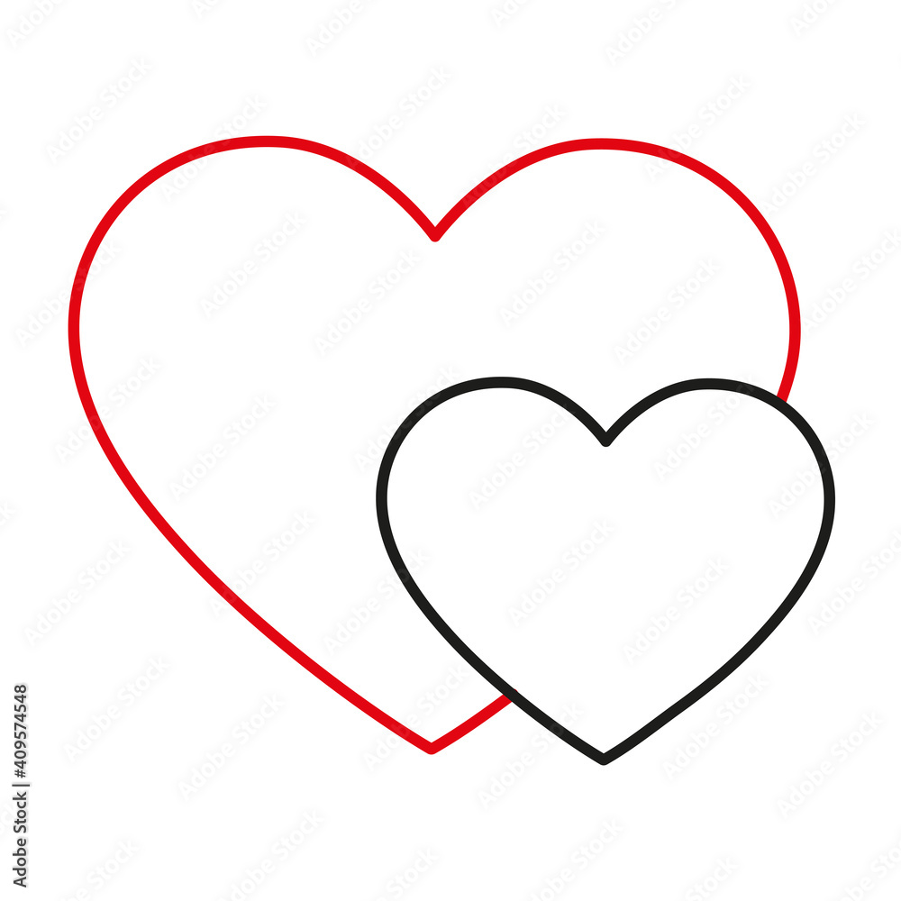Two heart symbols in stripes on a white background