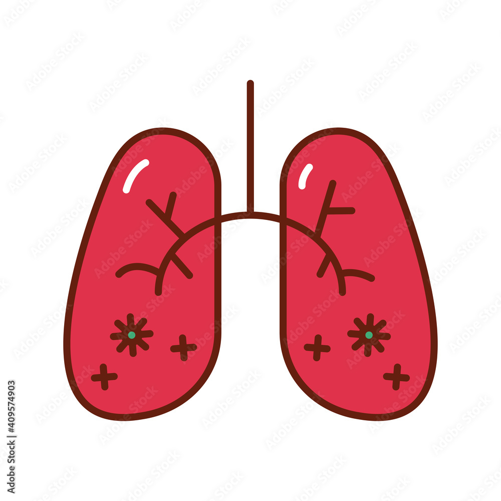 covid19 particles in human lungs flat style icon covid19 particles in human lungs flat style icon