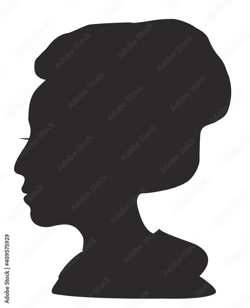 Silhouette of woman side view face isolated vector illustration. Woman beauty concept. Long-haired girl silhouette.
