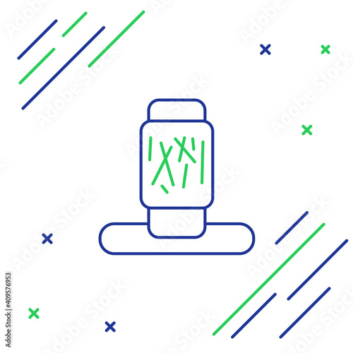 Line Cat scratching post with toy icon isolated on white background. Colorful outline concept. Vector.